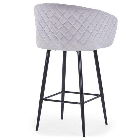 Silla de bar de terciopelo Asil plateada