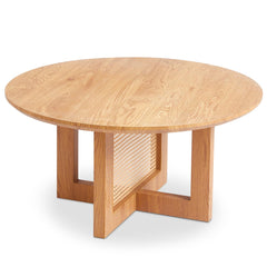 Table basse ronde D80cm Bohemia Chêne clair et Rotin