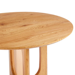 Table ronde Cidis avec cannage 120 cm en chêne clair et rotin