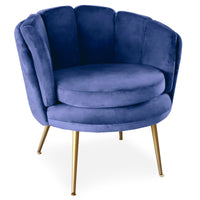 Fauteuil en velours bleu avec pieds en métal or