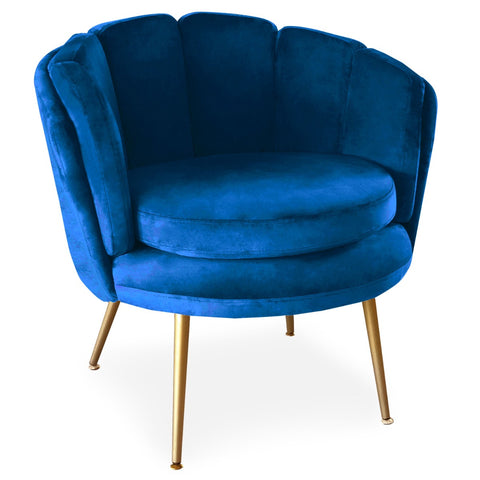 Fauteuil arrondi Brenda Velours Bleu
