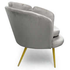 Canapé 3 places arrondi Brenda Velours Argent pieds Or