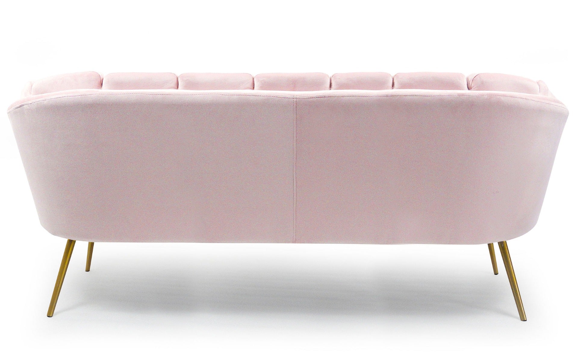 Canapé 3 places arrondi Brenda Velours Rose pieds Or