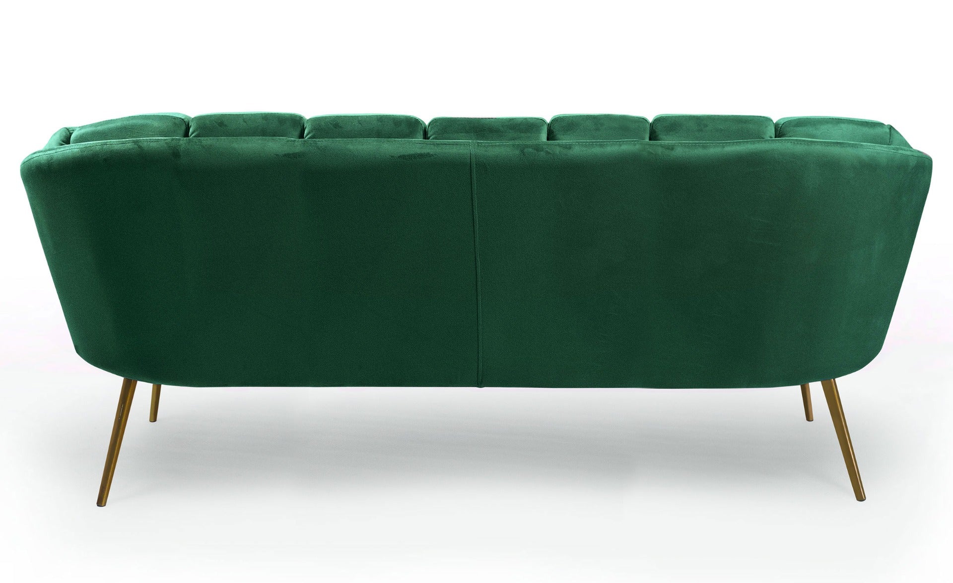 Canapé 3 places arrondi Brenda Velours Vert pieds Or