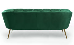 Canapé 3 places arrondi Brenda Velours Vert pieds Or