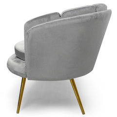 Canapé 2 places arrondi Brenda Velours Argent pieds Or