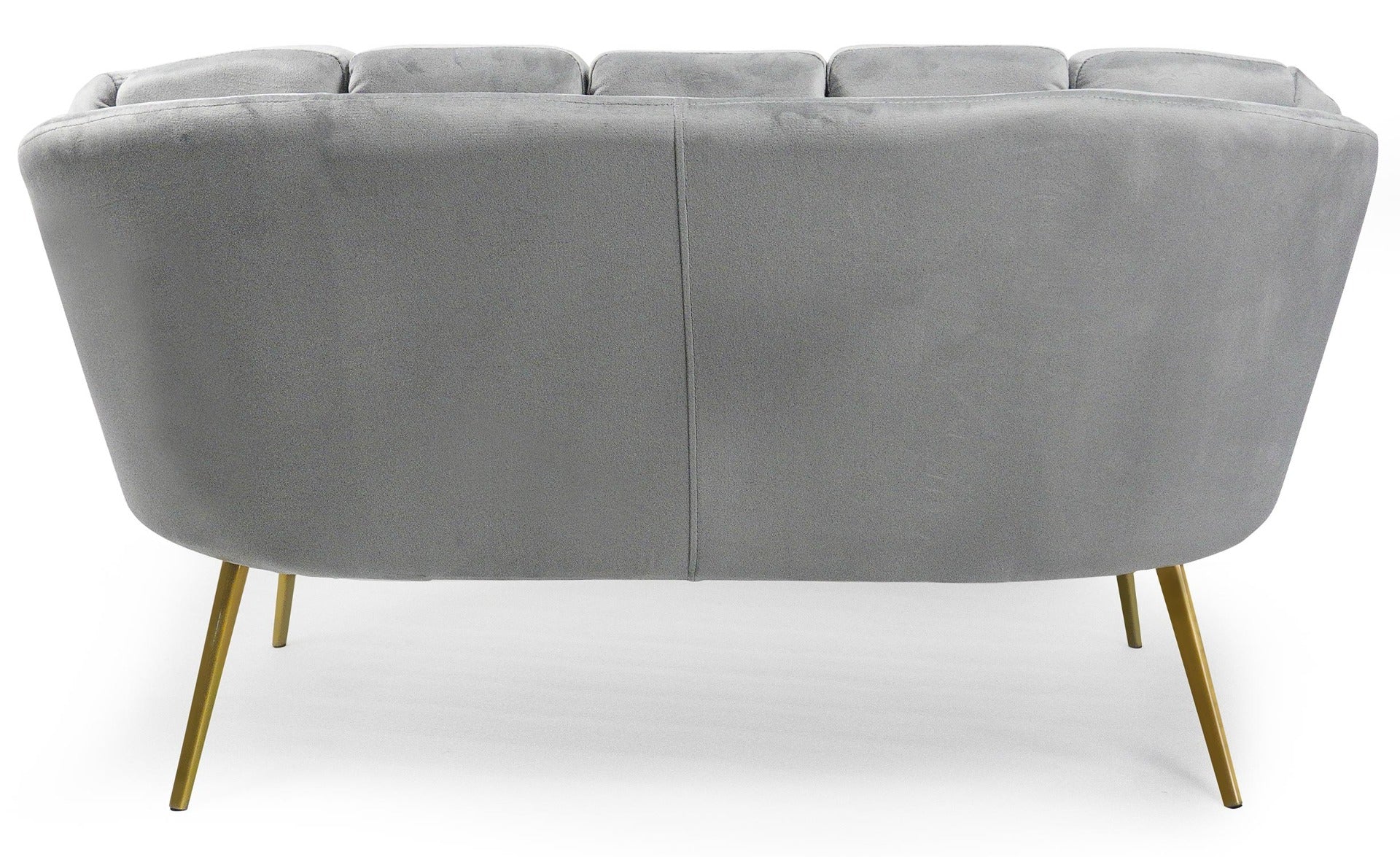 Canapé 2 places arrondi Brenda Velours Argent pieds Or