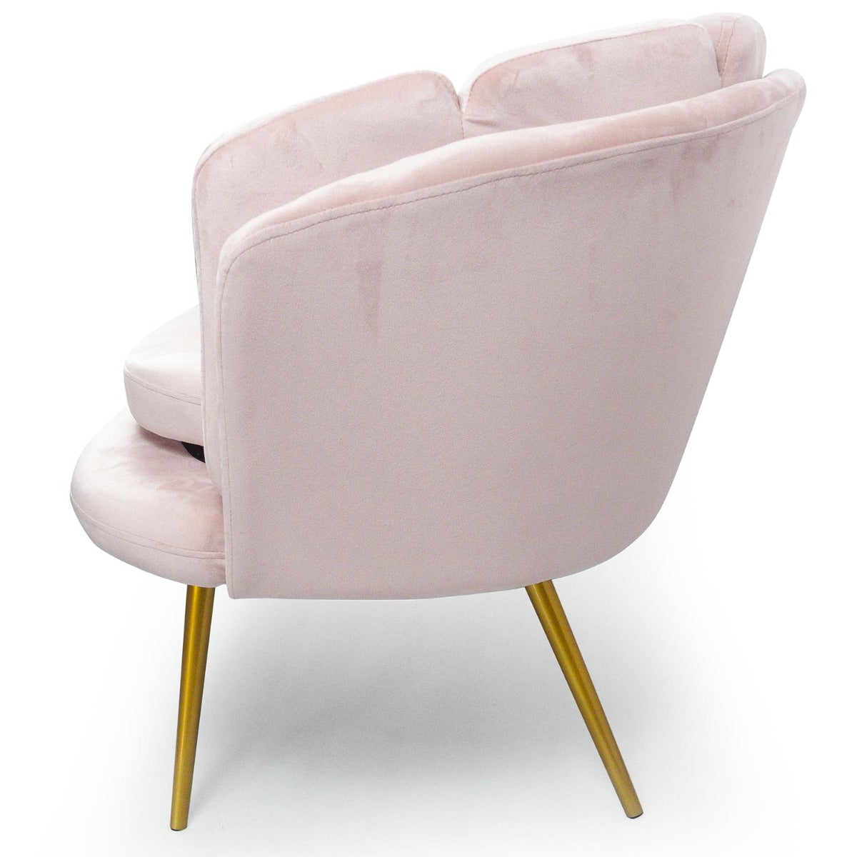 Canapé 2 places arrondi Brenda Velours Rose pieds Or