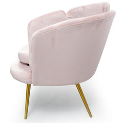 Canapé 2 places arrondi Brenda Velours Rose pieds Or
