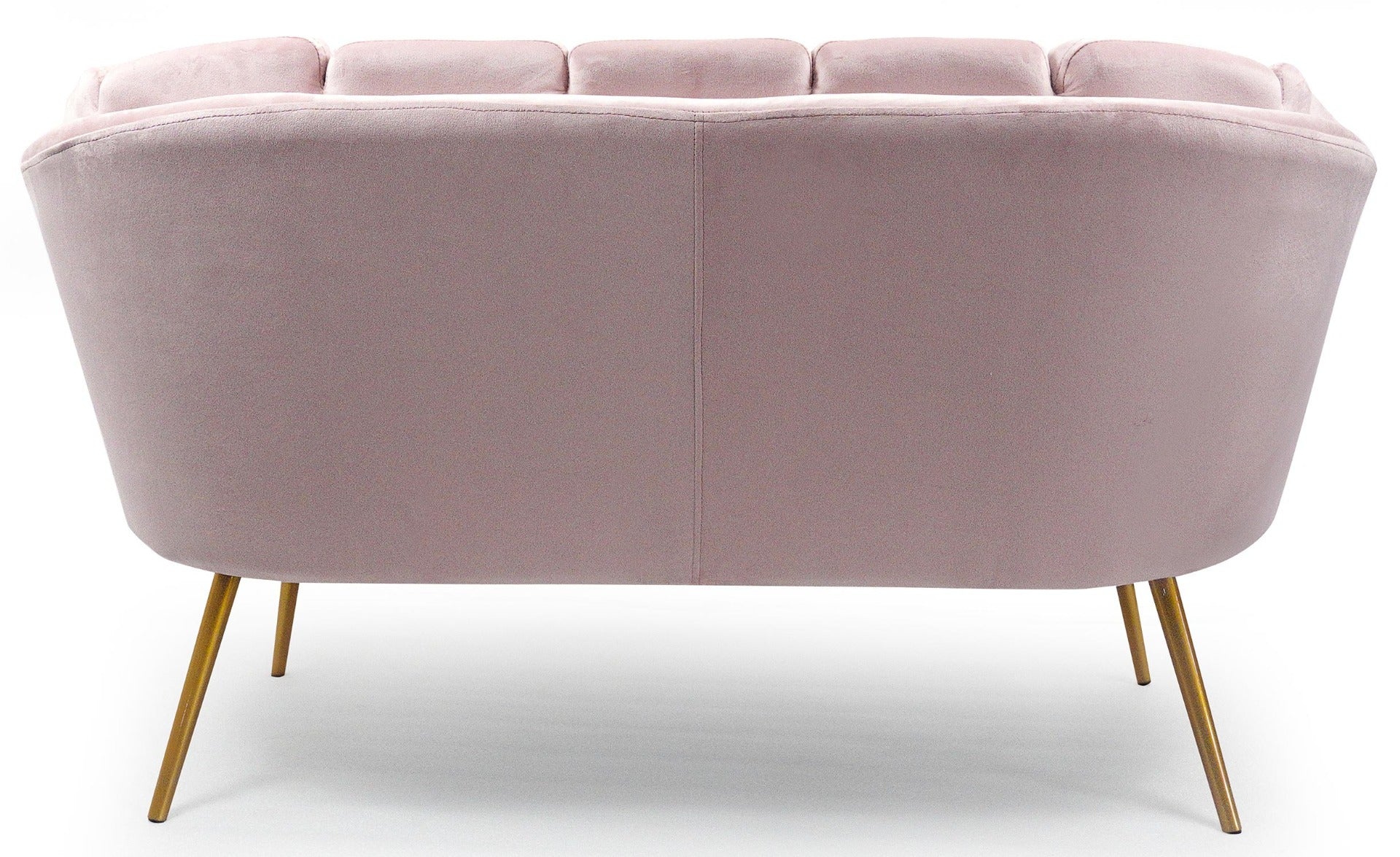 Canapé 2 places arrondi Brenda Velours Rose pieds Or
