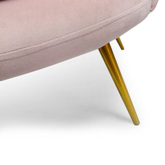Canapé 2 places arrondi Brenda Velours Rose pieds Or