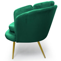 Canapé 2 places arrondi Brenda Velours Vert pieds Or