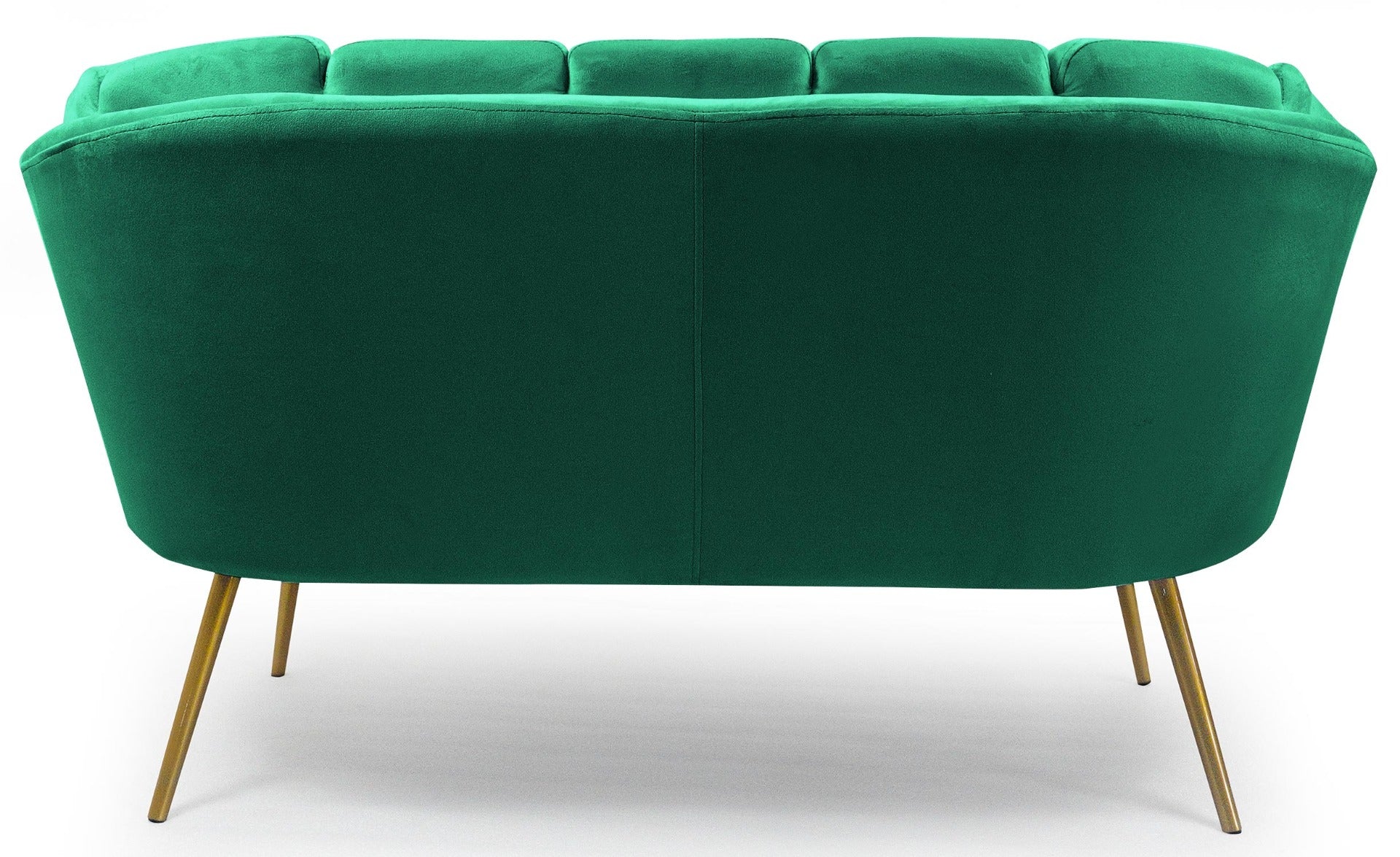Canapé 2 places arrondi Brenda Velours Vert pieds Or