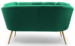 Canapé 2 places arrondi Brenda Velours Vert pieds Or