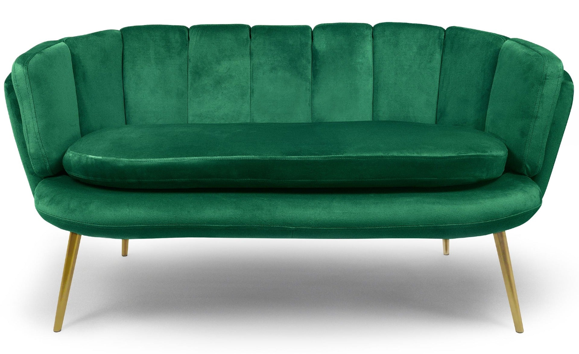 Canapé 2 places arrondi Brenda Velours Vert pieds Or