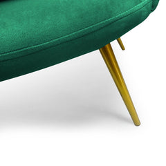 Canapé 2 places arrondi Brenda Velours Vert pieds Or