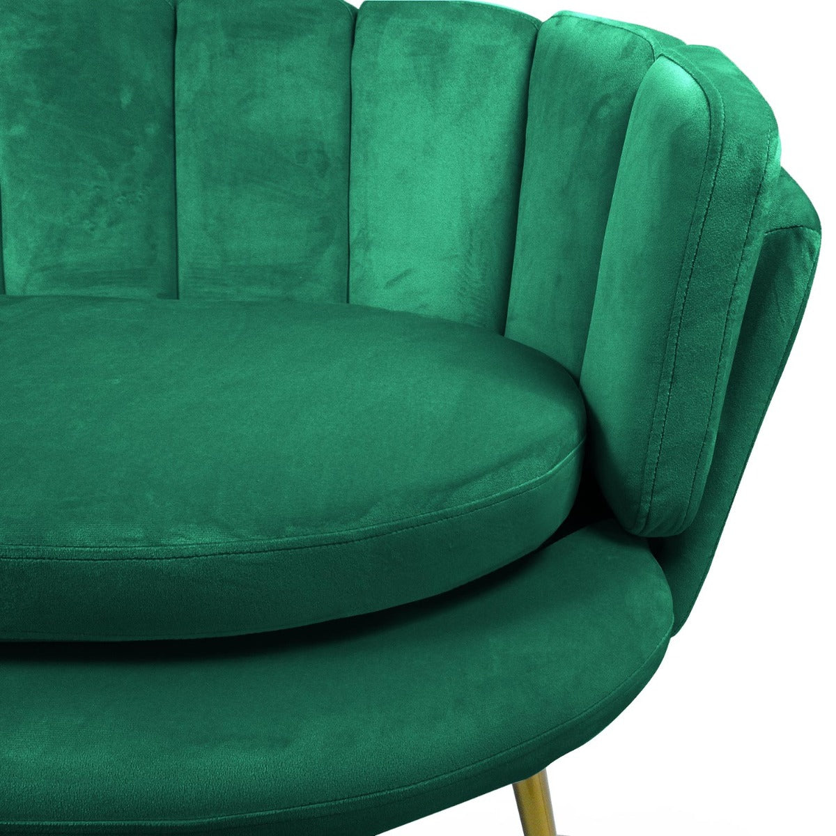 Canapé 2 places arrondi Brenda Velours Vert pieds Or