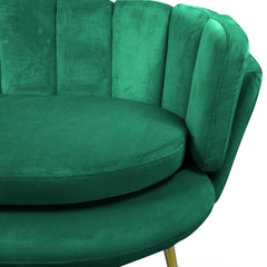 Canapé 2 places arrondi Brenda Velours Vert pieds Or