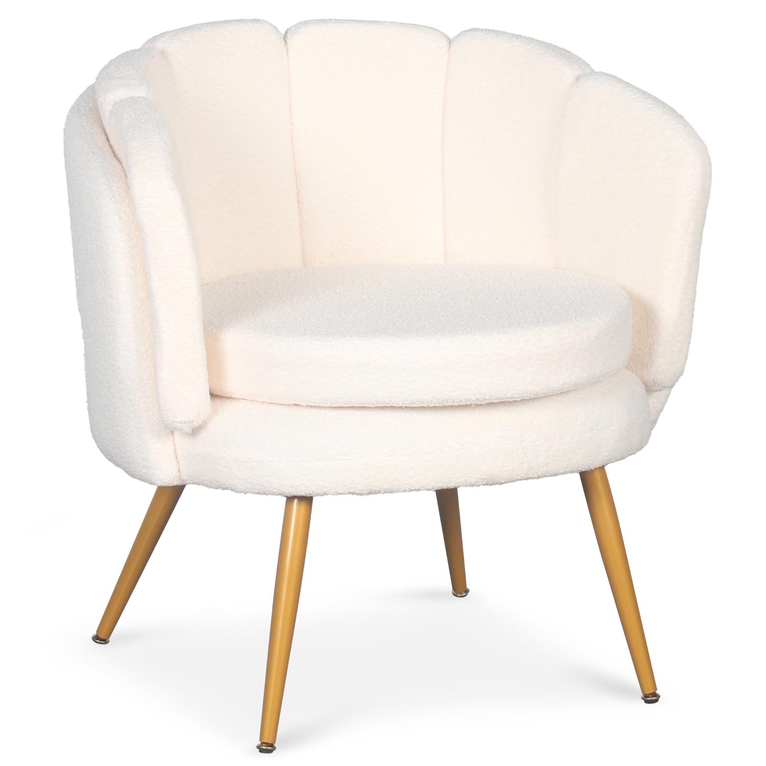 Fauteuil arrondi Brenda Tissu bouclette Beige