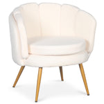 Fauteuil moderne en tissu bouclette beige