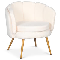 Fauteuil moderne en tissu bouclette beige