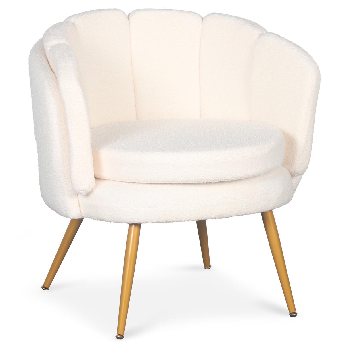Fauteuil arrondi Brenda Tissu bouclette Beige