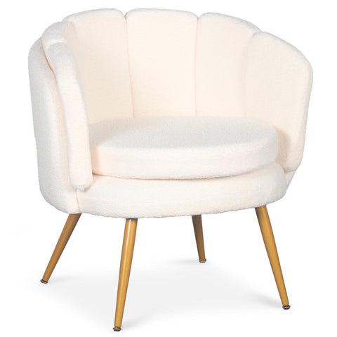Fauteuil arrondi Brenda Tissu bouclette Beige