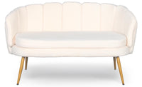 Canapé arrondi 2 places Arneris en tissu bouclette beige
