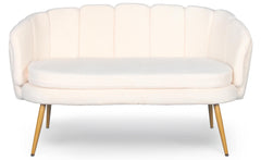 Canapé arrondi 2 places Arneris en tissu bouclette beige