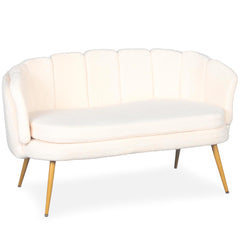 Canapé arrondi 2 places Arneris en tissu bouclette beige