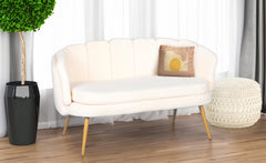 Canapé arrondi 2 places Arneris en tissu bouclette beige