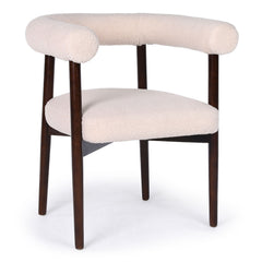 Lot de 4 chaises style scandinave chic Bringo Bois foncé et Tissu bouclette Beige