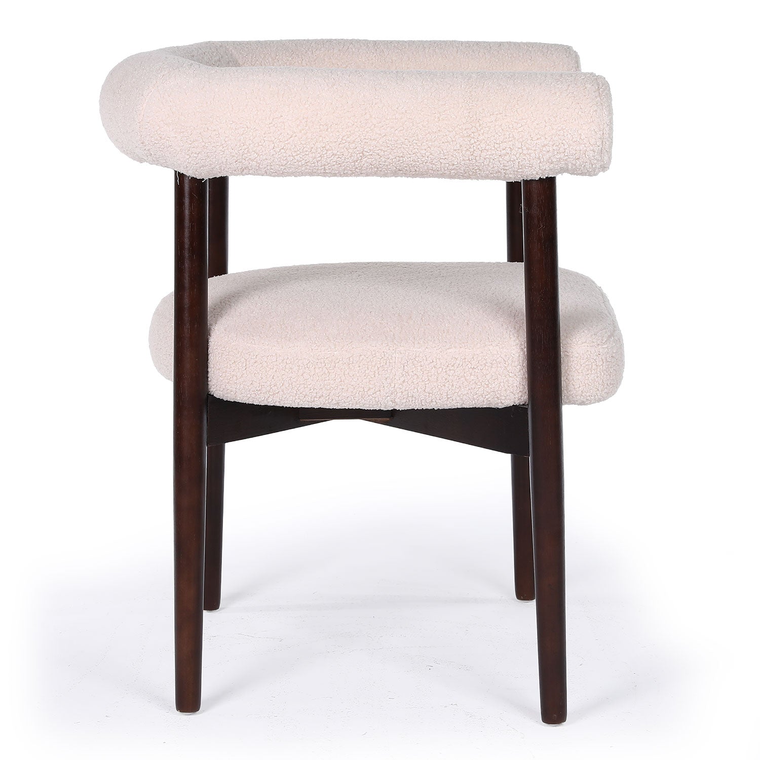 Lot de 2 chaises style scandinave chic Bringo Bois foncé et Tissu bouclette Beige