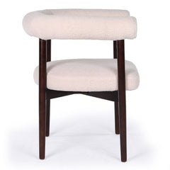 Lot de 4 chaises style scandinave chic Bringo Bois foncé et Tissu bouclette Beige