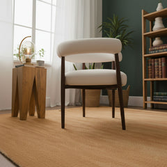 Lot de 2 chaises style scandinave chic Bringo Bois foncé et Tissu bouclette Beige