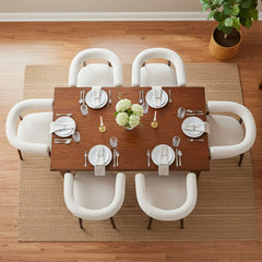 Lot de 2 chaises style scandinave chic Bringo Bois foncé et Tissu bouclette Beige