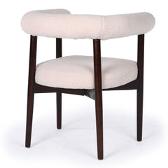Lot de 4 chaises style scandinave chic Bringo Bois foncé et Tissu bouclette Beige