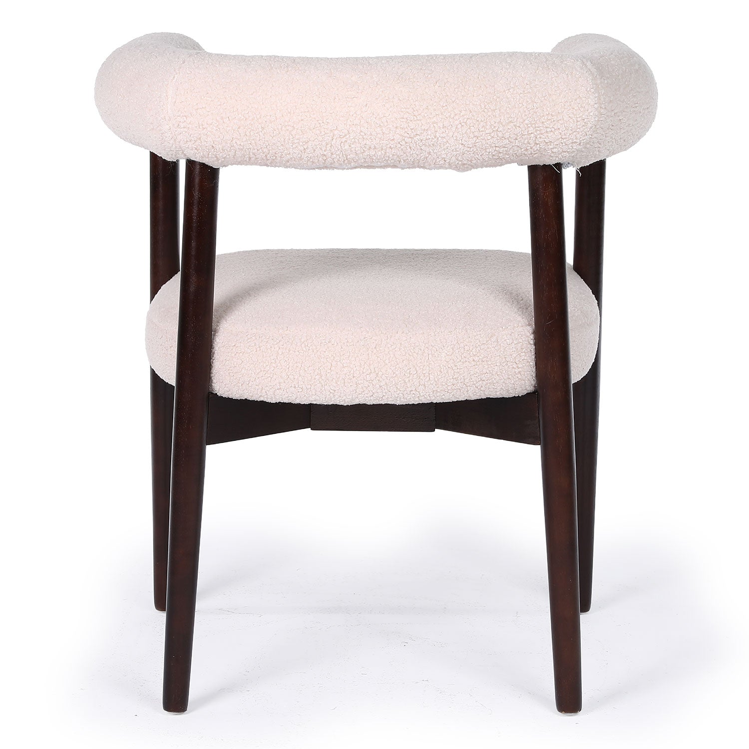 Lot de 4 chaises style scandinave chic Bringo Bois foncé et Tissu bouclette Beige