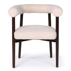 Lot de 4 chaises style scandinave chic Bringo Bois foncé et Tissu bouclette Beige