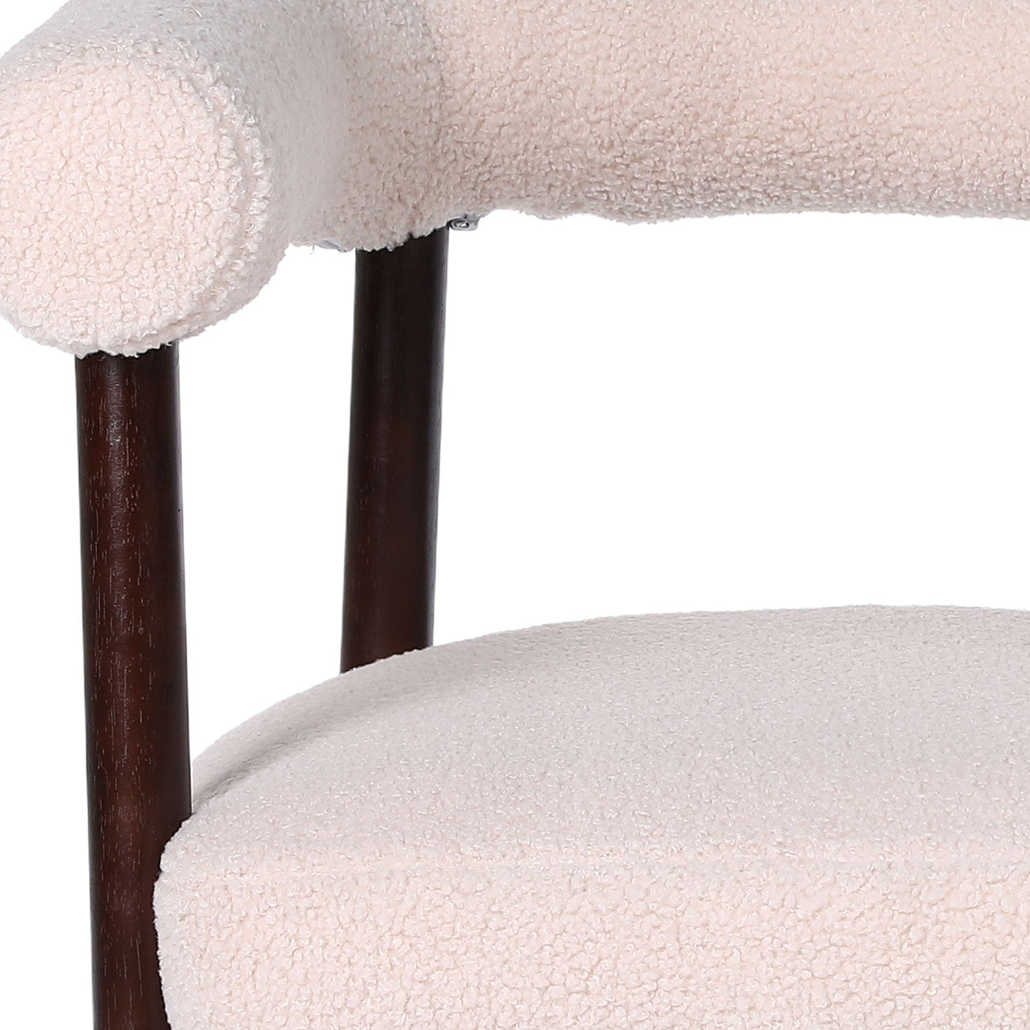 Lot de 2 chaises style scandinave chic Bringo Bois foncé et Tissu bouclette Beige