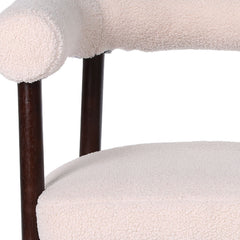 Lot de 4 chaises style scandinave chic Bringo Bois foncé et Tissu bouclette Beige