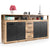 Buffet industriel 190cm avec 4 portes et 4 tiroirs chêne et gris