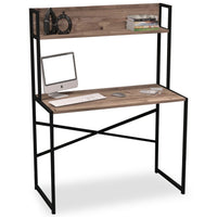 Bureau avec étagère industrielle Buzelin 100x50 cm chêne