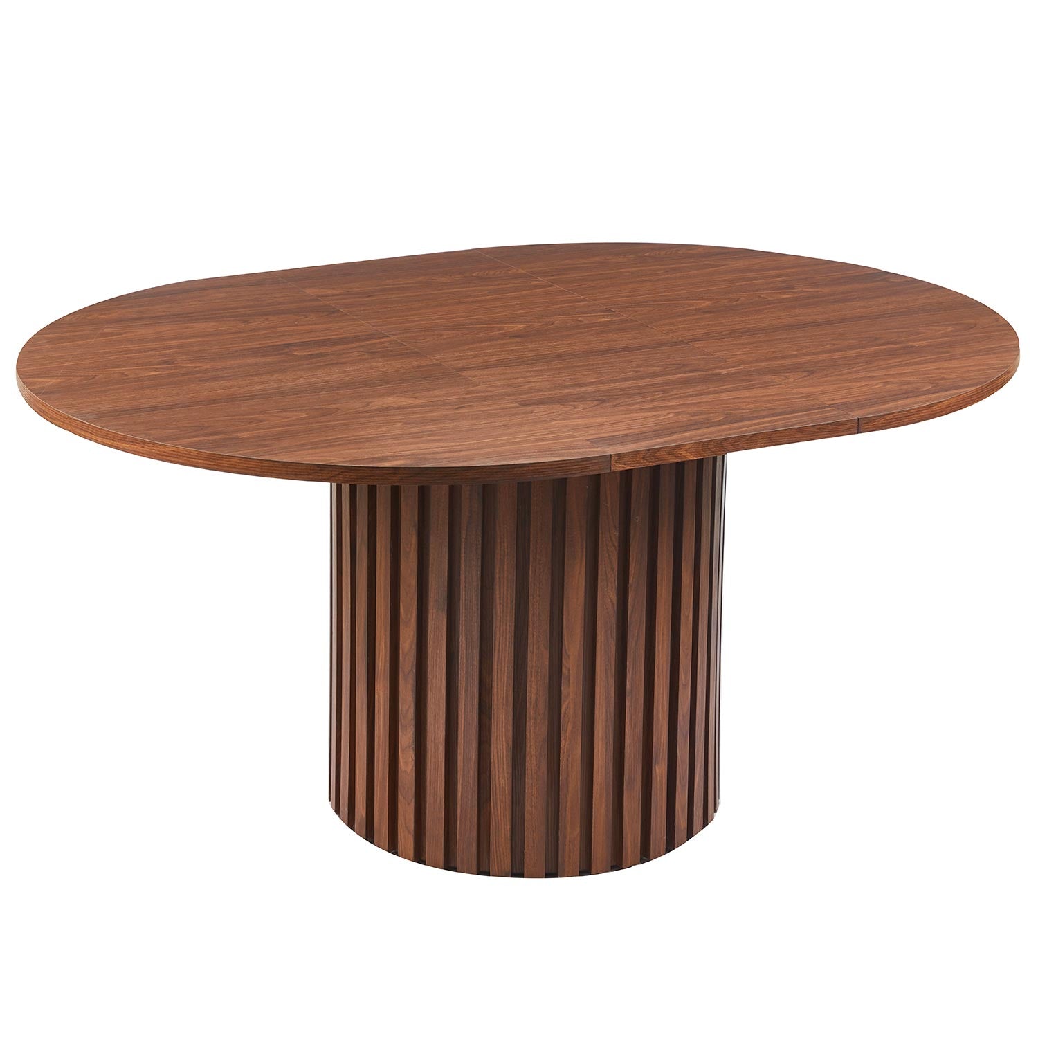 Table ronde extensible pied central style colonne Burkina 120-160cm Bois Noisette