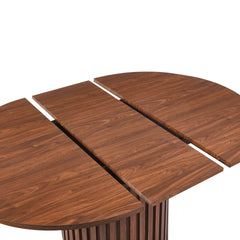 Table ronde extensible pied central style colonne Burkina 120-160cm Bois Noisette