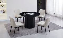 Table ronde extensible pied central style colonne Burkina 120-160cm Noir