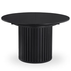 Table ronde extensible pied central style colonne Burkina 120-160cm Noir