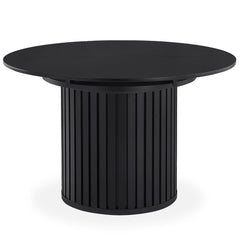 Table ronde extensible pied central style colonne Burkina 120-160cm Noir