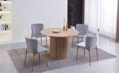Table ronde extensible pied central style colonne Burkina 120-160cm Bois Sonoma