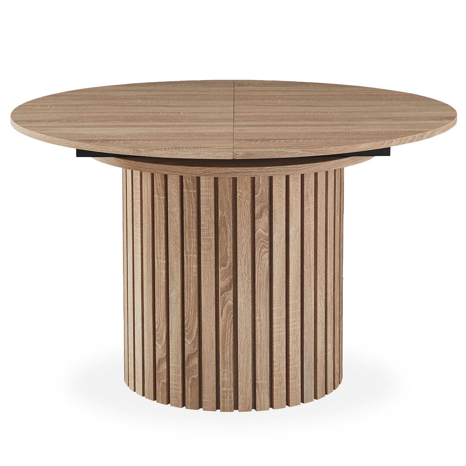 Table ronde extensible pied central style colonne Burkina 120-160cm Bois Sonoma